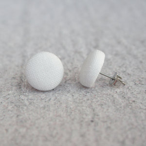 Handmade songbird fabric button earrings