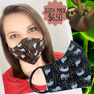 Sloth Print Cotton Mask
