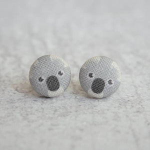 Koala Fabric Button Earrings