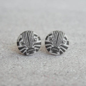 Zebra Fabric Button Earrings