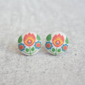 Bohemian Fabric Button Earrings