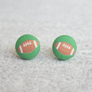 Footballs, Fabric Covered Button Earrings