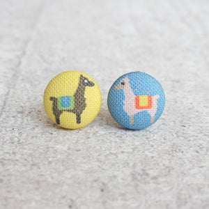 Alpaca Fabric Button Earrings