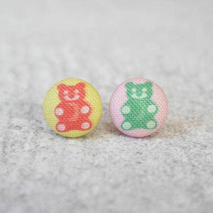 Gummy Bear Fabric Button Earrings