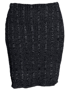Women's Cotton Sweater Knit Pencil Skirt - Black Space Dye