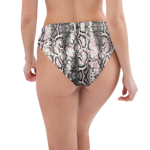 Pink & Silver Snakeskin High-Waisted Bikini Bottom