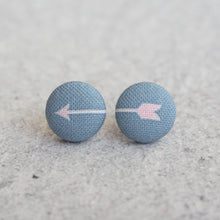 Handmade arrow fabric button earrings