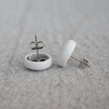 Handmade songbird fabric button earrings
