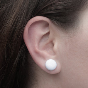 Handmade Blue Stripe fabric button earrings
