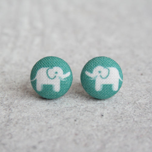 Handmade Elephant fabric Button Earrings