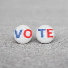 Handmade Get out the Vote fabric button earrings