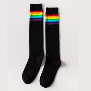 Ladies Rainbow Stripe Knee Socks