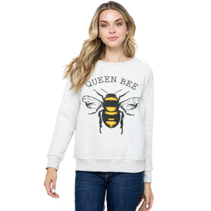 Queen Bee crew neck sweatshirt in ash grey 