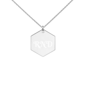 Customized Engraved Silver Hexagon Necklace