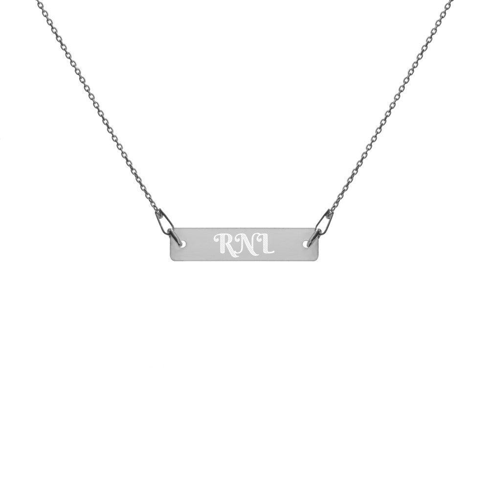 Customized Engraved Silver Bar Chain Necklace