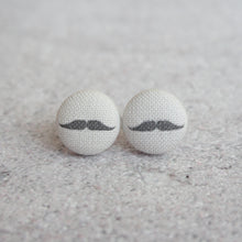 Handmade mustache fabric Button Earrings
