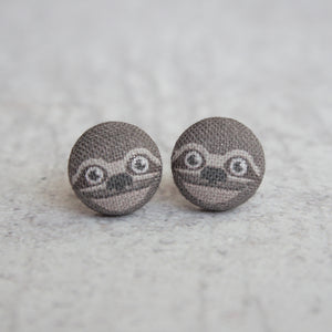 Handmade Sloth fabric Button Earrings