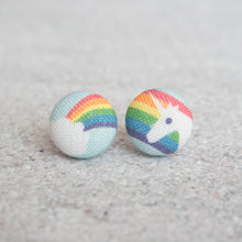 Handmade Unicorn fabric Button Earrings