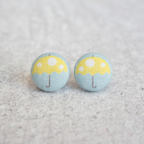 Handmade Umbrella fabric Button Earrings